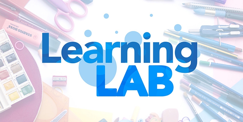 Learning Lab Text of Learning Lab with various school supplies in the background