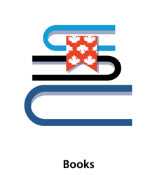 stylized graphic of a stack of books