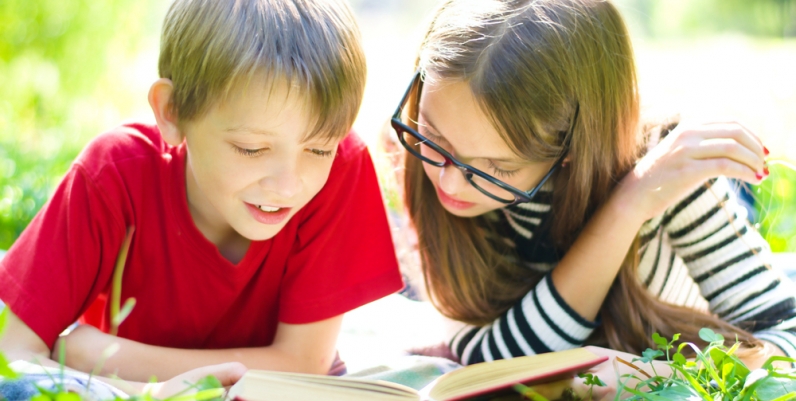 Boy and Girl Reading Boy and Girl Reading