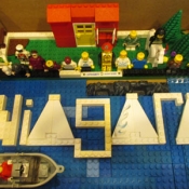 a LEGO representation of Niagara falls 