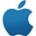 Apple logo in blue.