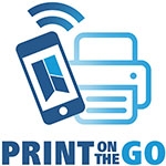 Print on the go logo, phone and printer clipart.