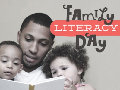 Family LIteracy Day 2016 a photo of a dad reading to his two kids