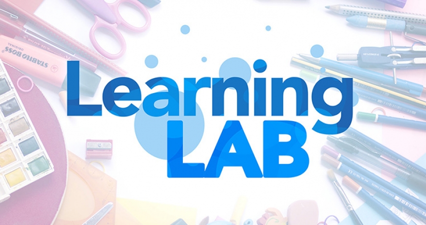 Learning Lab Text of Learning Lab with various school supplies in the background